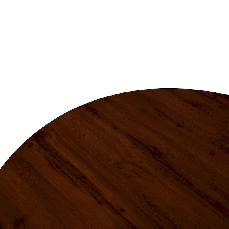 Table à manger ronde moderne en bois de 47" avec piètement métallique géométrique en croix pour salle à manger et cuisine