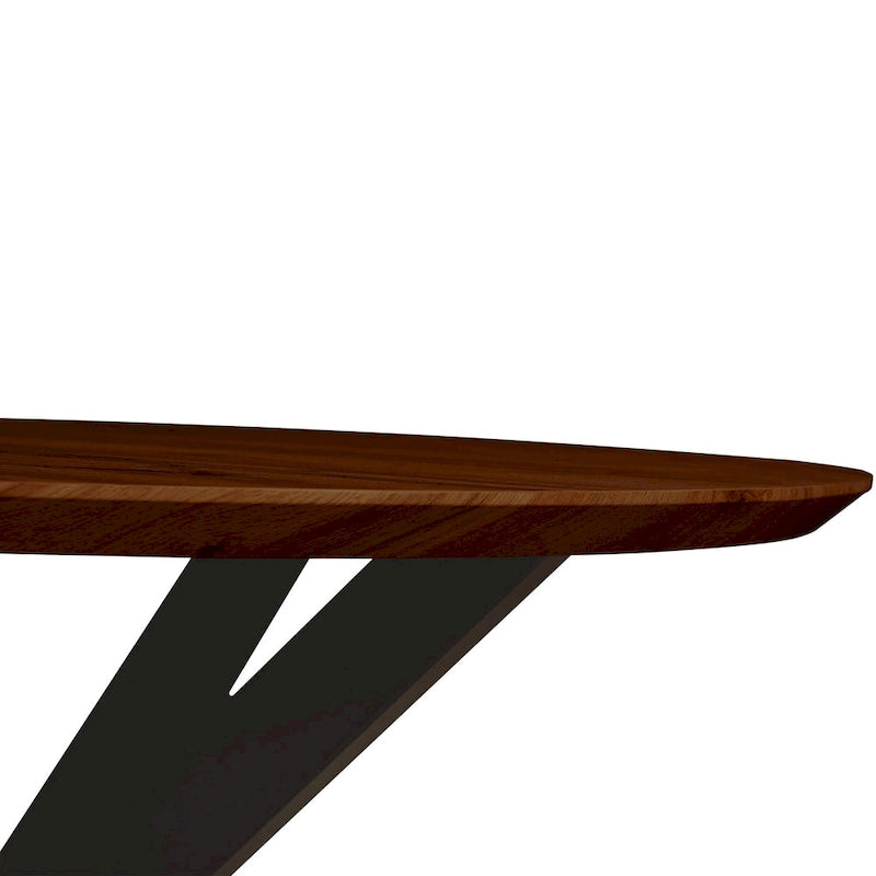 Table à manger ronde moderne en bois de 47" avec piètement métallique géométrique en croix pour salle à manger et cuisine