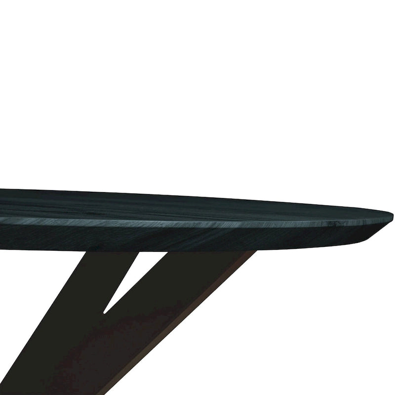 Table à manger ronde moderne en bois de 47" avec piètement métallique géométrique en croix pour salle à manger et cuisine