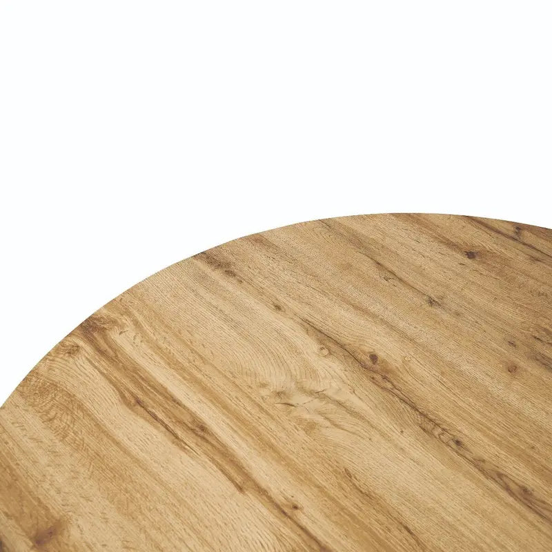 Table à manger ronde moderne en bois de 47" avec piètement métallique géométrique en croix pour salle à manger et cuisine