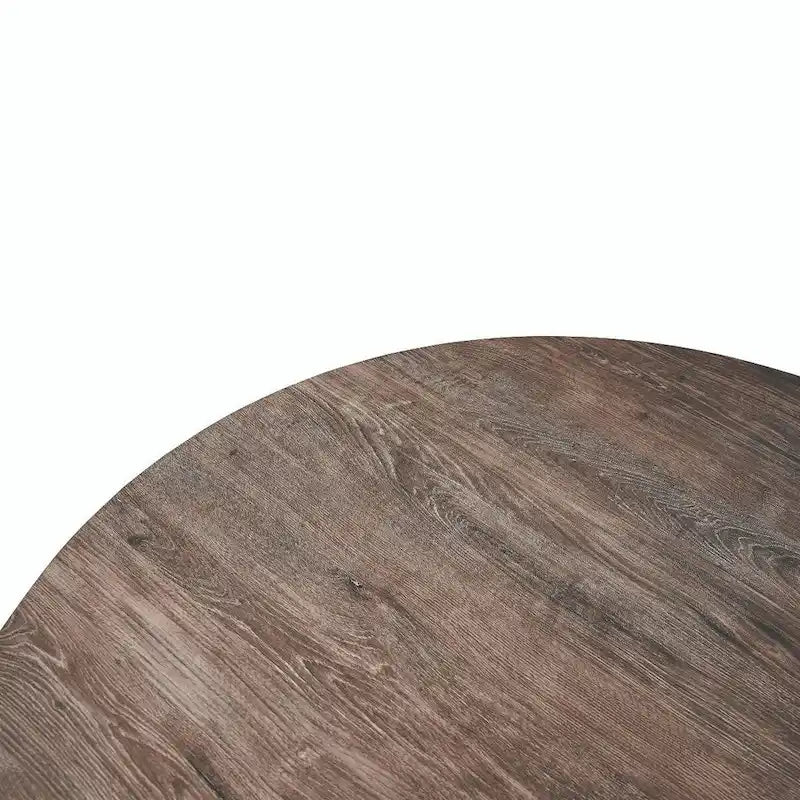 Table à manger ronde moderne en bois de 47" avec piètement métallique géométrique en croix pour salle à manger et cuisine