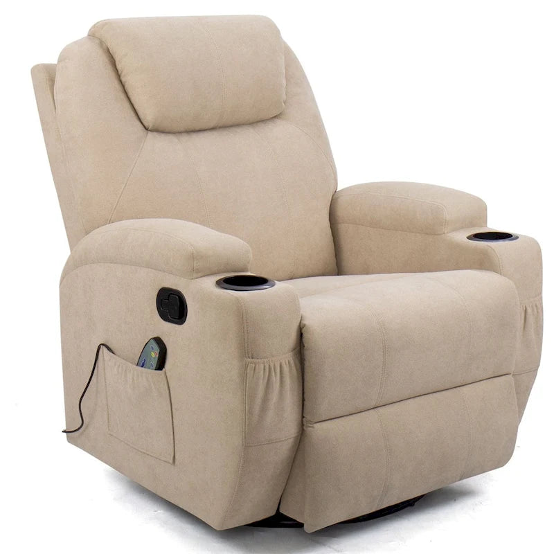 Fauteuil inclinable de massage en tissu pivotant pour salon