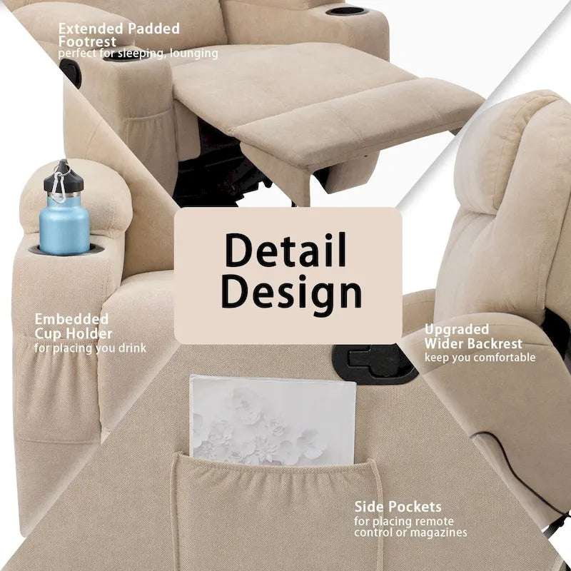 Fauteuil inclinable de massage en tissu pivotant pour salon