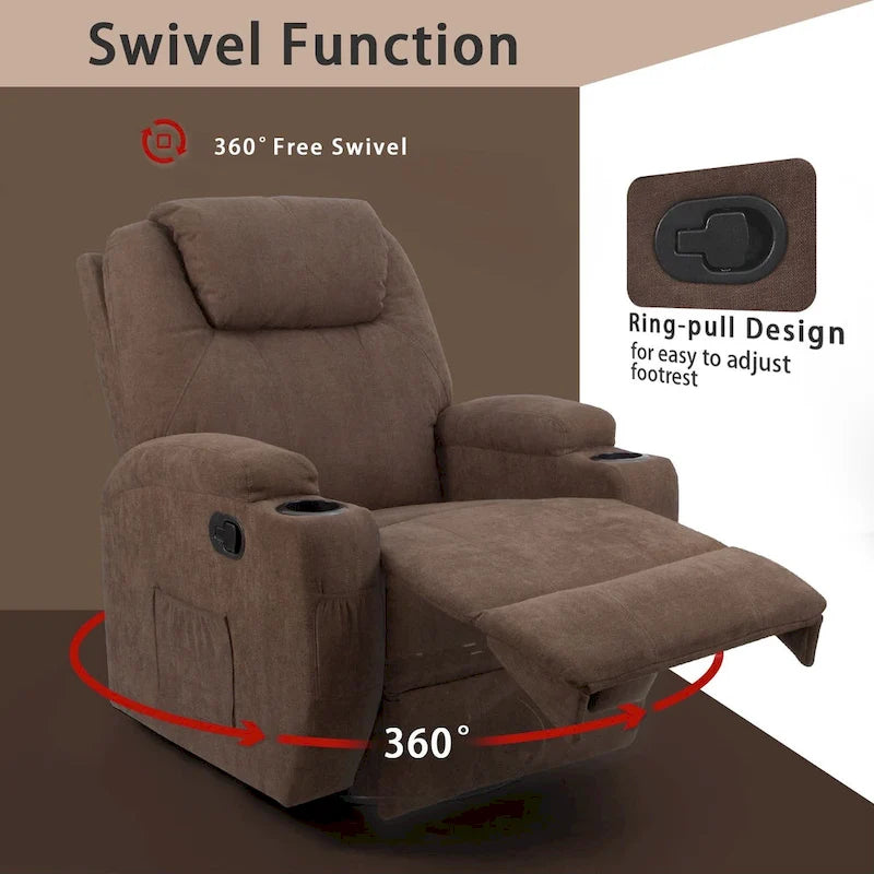 Fauteuil inclinable de massage en tissu pivotant pour salon