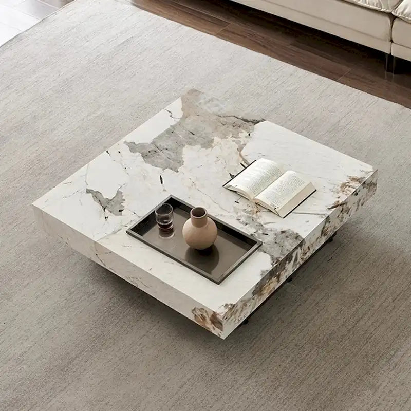 Table basse carrée en pierre frittée