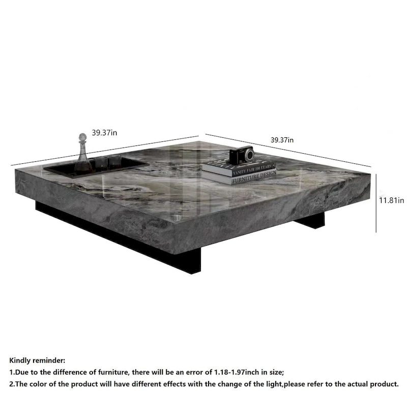 Table basse carrée en pierre frittée