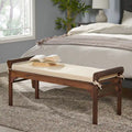Rustic Acacia Wood Bench with Cushion