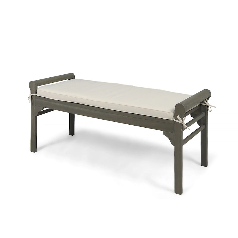 Banc rustique en bois d'acacia avec coussin