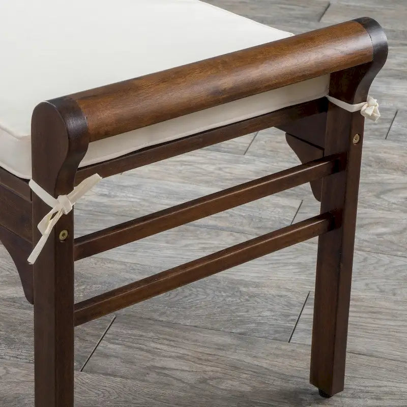 Rustic Acacia Wood Bench with Cushion