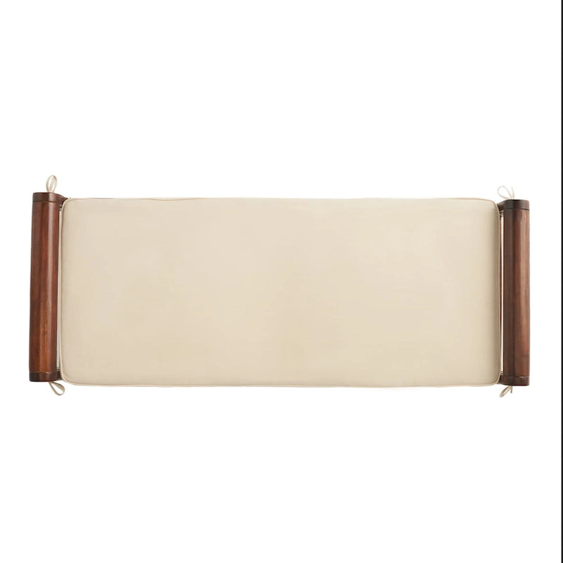Rustic Acacia Wood Bench with Cushion