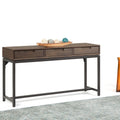 Console industrielle de 54 po de large en BOIS MASSIF et métal, couleur noyer brun - 54 larg. x 16 prof. x 30 haut.