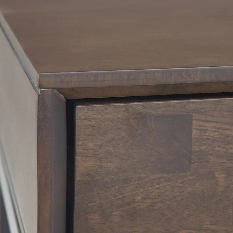 Console industrielle de 54 po de large en BOIS MASSIF et métal, couleur noyer brun - 54 larg. x 16 prof. x 30 haut.