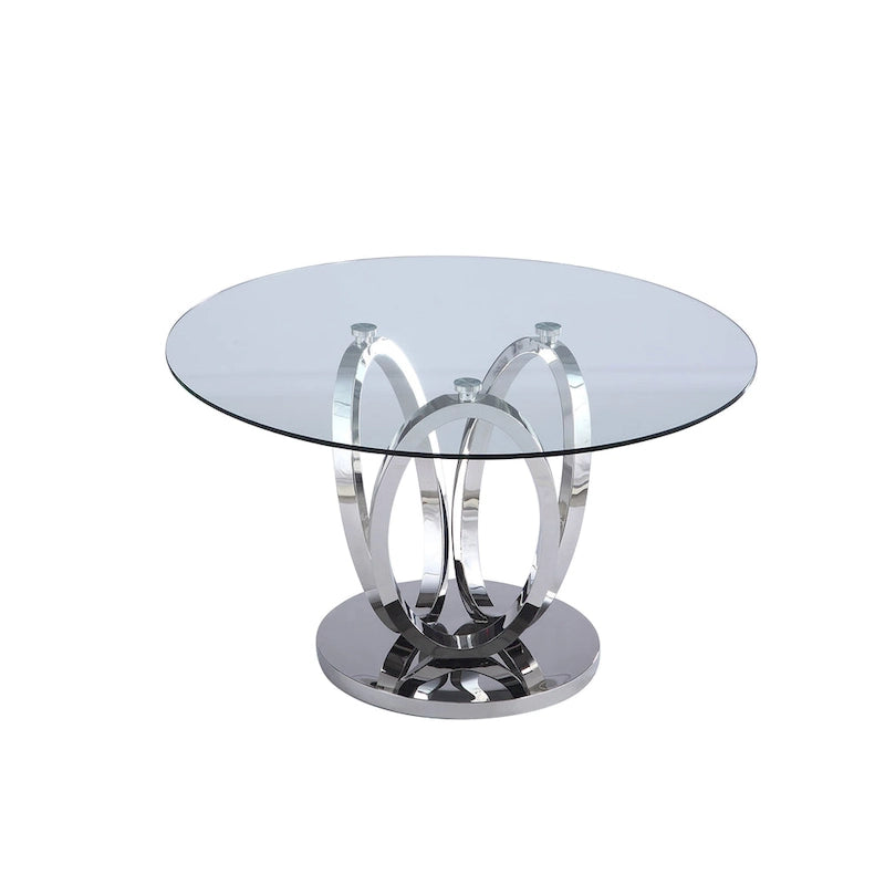Round Glass Top Dining Table - Steel