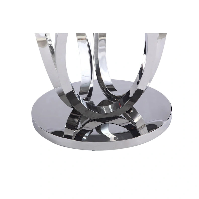 Round Glass Top Dining Table - Steel