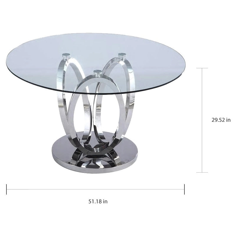Round Glass Top Dining Table - Steel