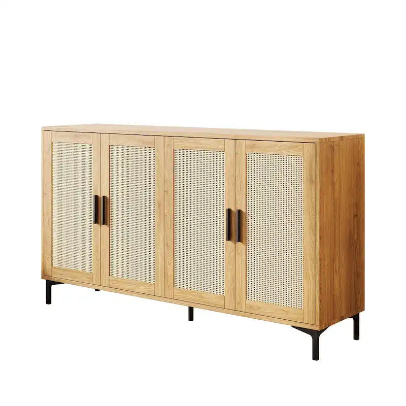 Buffet de cuisine avec portes décorées en rotin