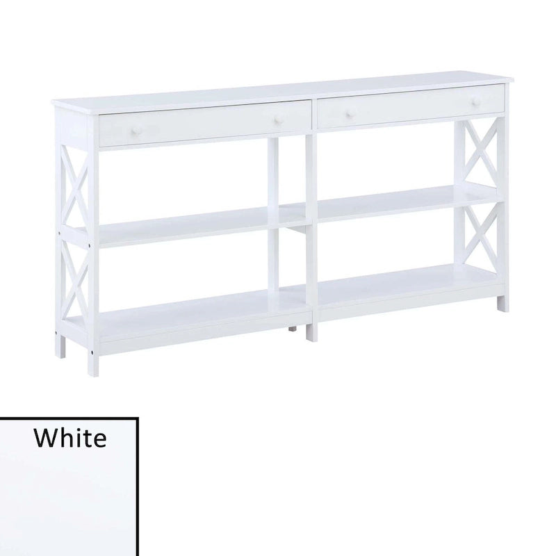 Convenience Concepts Oxford 2 Drawer 60 inch Console Table with Shelves