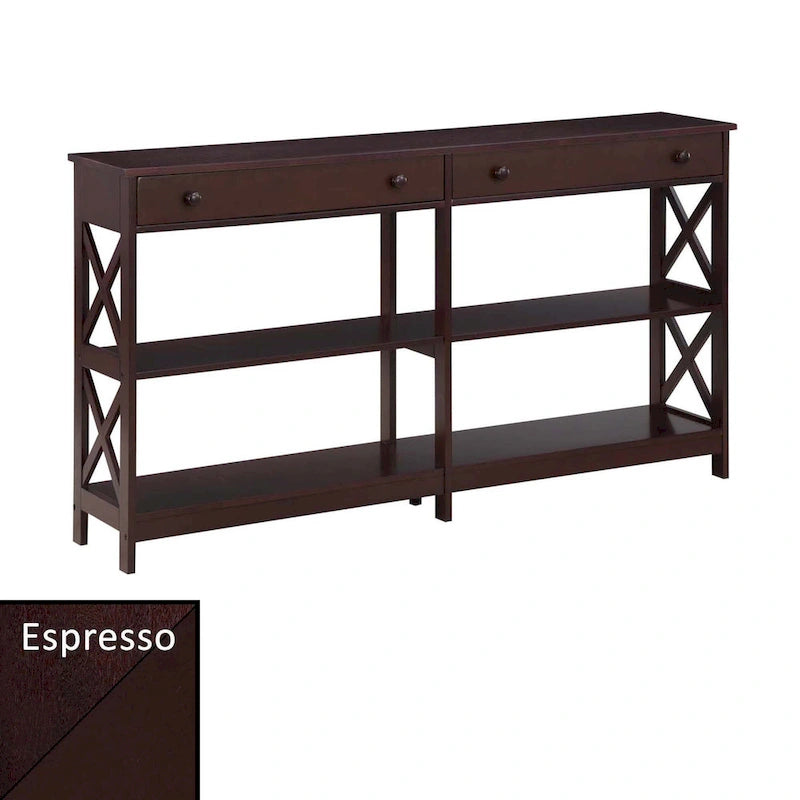 Convenience Concepts Oxford 2 Drawer 60 inch Console Table with Shelves