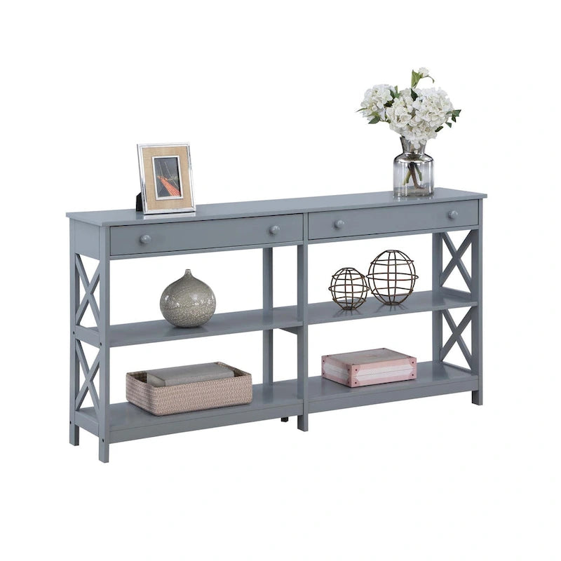 Convenience Concepts Oxford 2 Drawer 60 inch Console Table with Shelves
