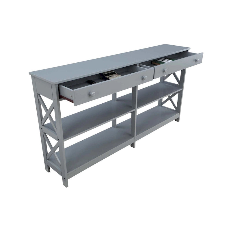 Convenience Concepts Oxford 2 Drawer 60 inch Console Table with Shelves