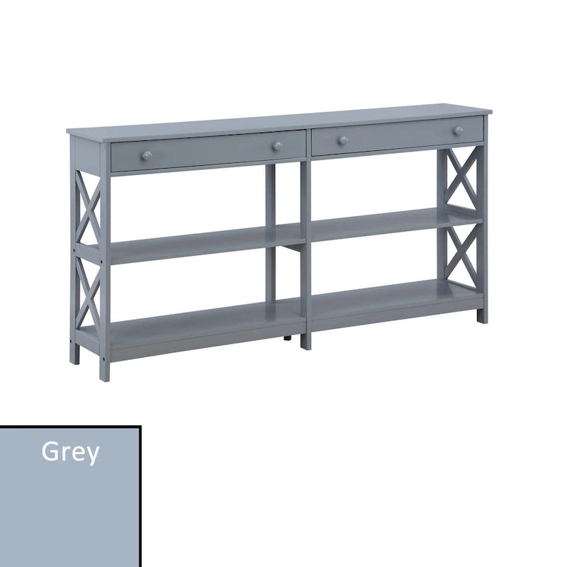 Convenience Concepts Oxford 2 Drawer 60 inch Console Table with Shelves