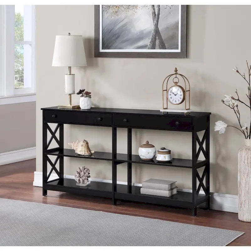 Convenience Concepts Oxford 2 Drawer 60 inch Console Table with Shelves