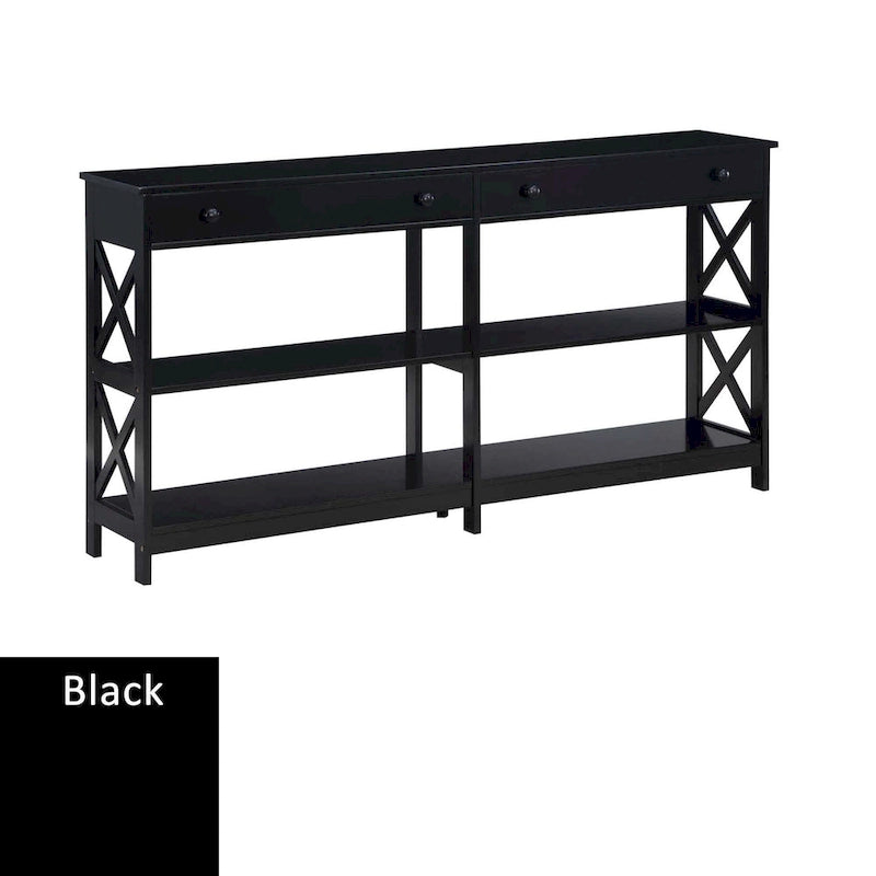 Convenience Concepts Oxford 2 Drawer 60 inch Console Table with Shelves
