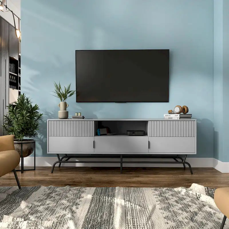 Modern 60-inch 3-Drawer Media Cabinet TV Stand with Cable Hole