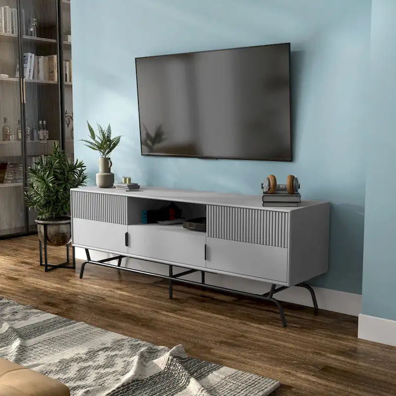 Modern 60-inch 3-Drawer Media Cabinet TV Stand with Cable Hole