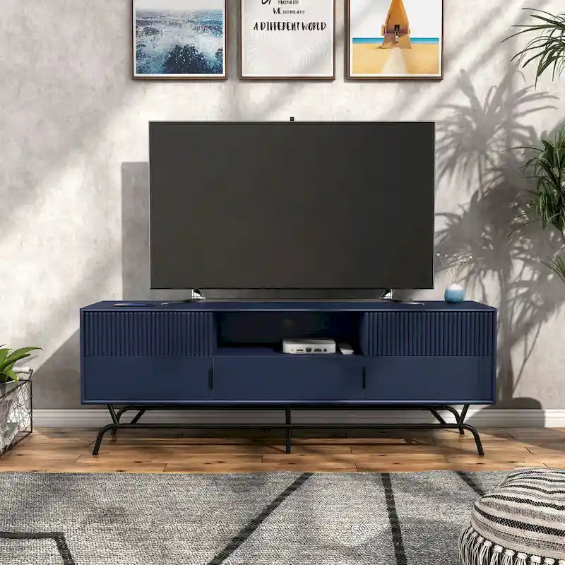 Modern 60-inch 3-Drawer Media Cabinet TV Stand with Cable Hole