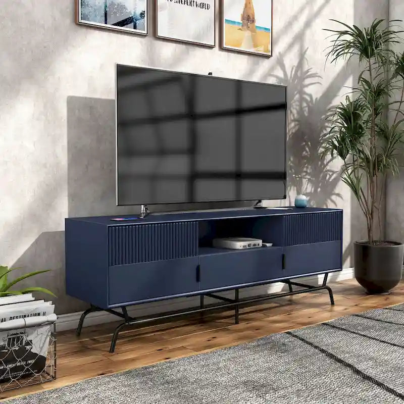Modern 60-inch 3-Drawer Media Cabinet TV Stand with Cable Hole