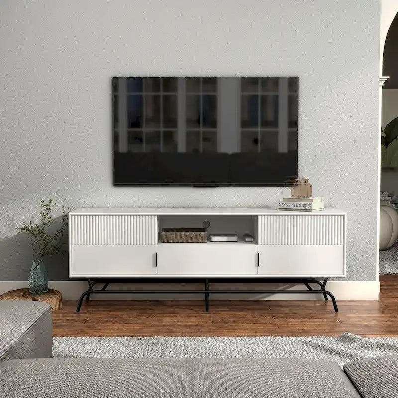 Modern 60-inch 3-Drawer Media Cabinet TV Stand with Cable Hole