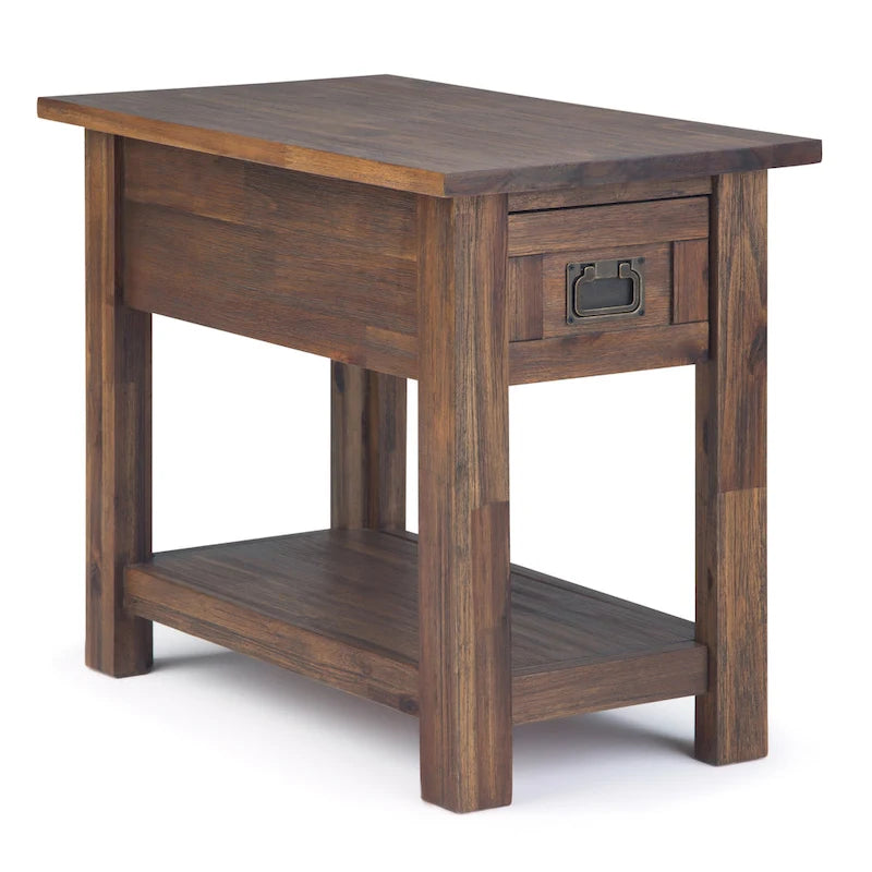 Table d'appoint étroite rectangulaire rustique en BOIS D'ACACIA MASSIF de 14 pouces de large - 14 L x 24 P x 20 H