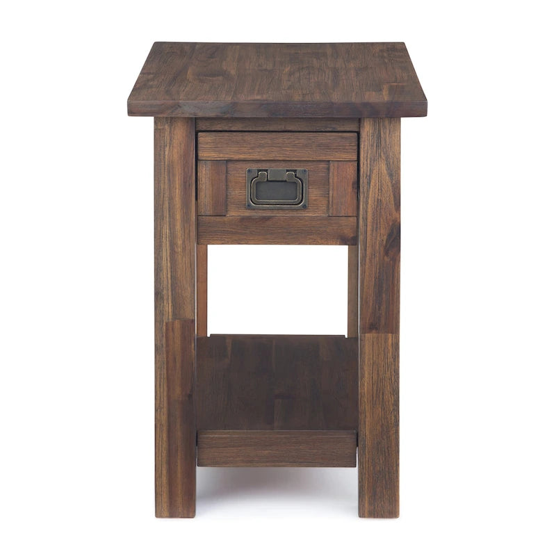 Table d'appoint étroite rectangulaire rustique en BOIS D'ACACIA MASSIF de 14 pouces de large - 14 L x 24 P x 20 H