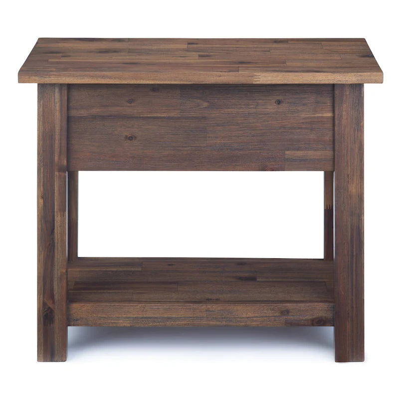 Table d'appoint étroite rectangulaire rustique en BOIS D'ACACIA MASSIF de 14 pouces de large - 14 L x 24 P x 20 H