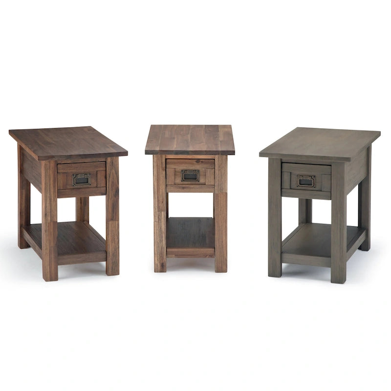 Table d'appoint étroite rectangulaire rustique en BOIS D'ACACIA MASSIF de 14 pouces de large - 14 L x 24 P x 20 H