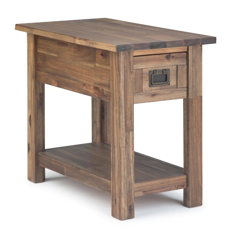 Table d'appoint étroite rectangulaire rustique en BOIS D'ACACIA MASSIF de 14 pouces de large - 14 L x 24 P x 20 H