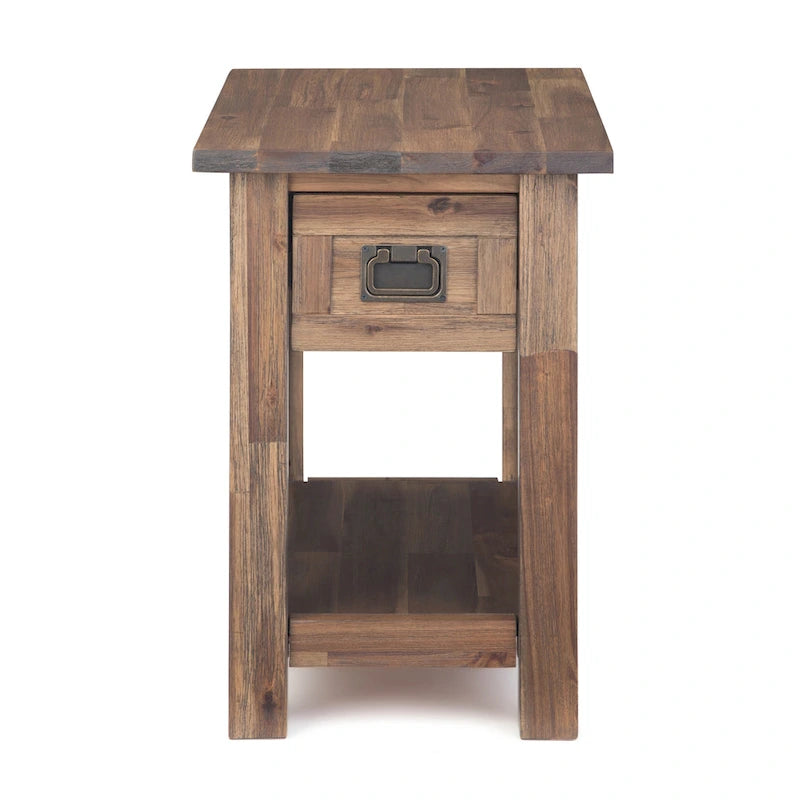 Table d'appoint étroite rectangulaire rustique en BOIS D'ACACIA MASSIF de 14 pouces de large - 14 L x 24 P x 20 H