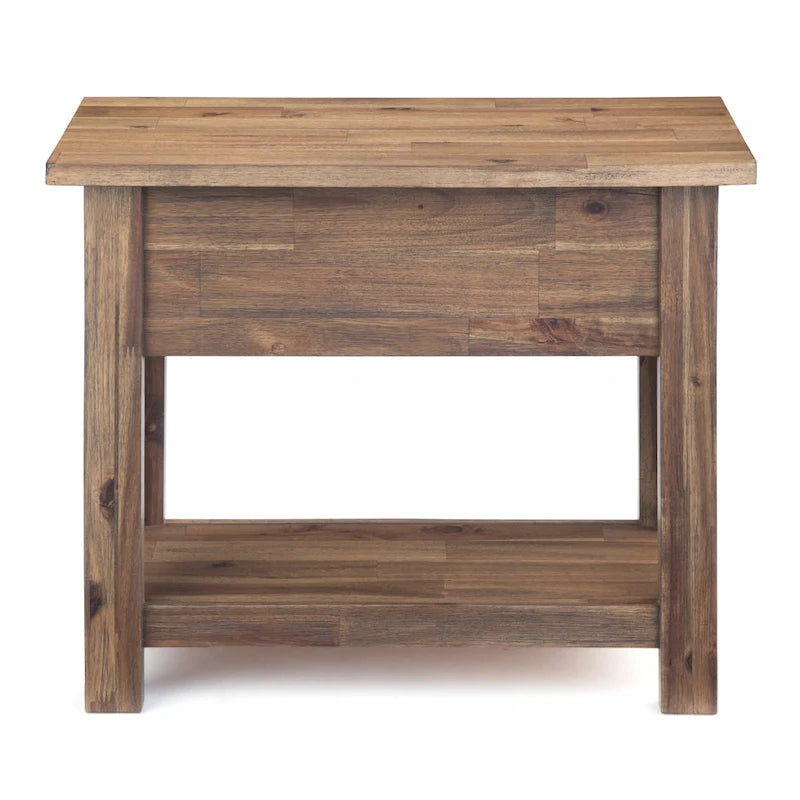 Table d'appoint étroite rectangulaire rustique en BOIS D'ACACIA MASSIF de 14 pouces de large - 14 L x 24 P x 20 H