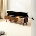 Mid-century Tufted Storage Bench with 45-degree splicing design by