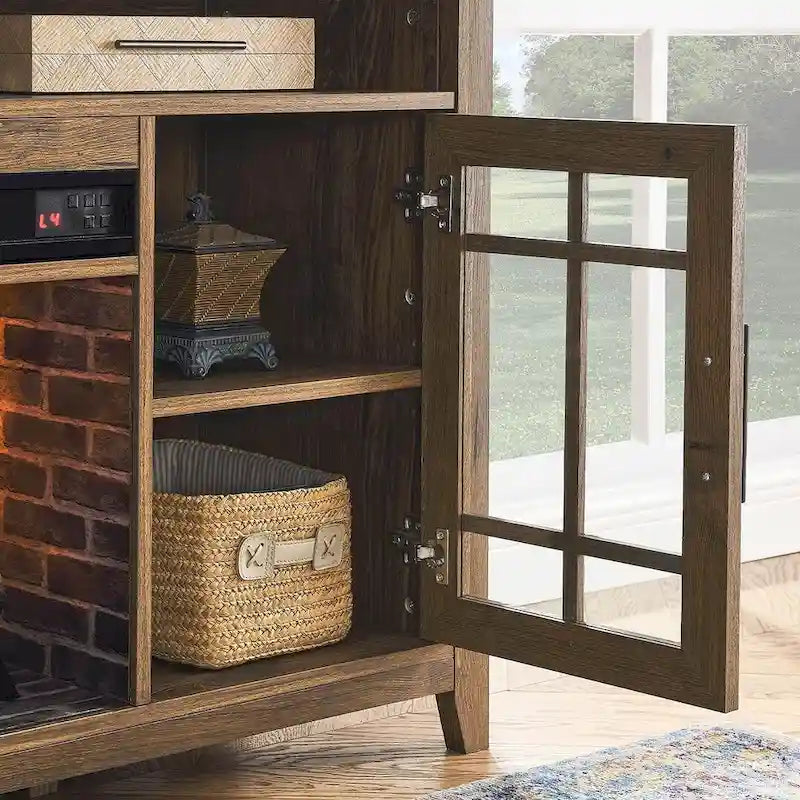 Meuble TV pour téléviseurs jusqu'à 55 pouces avec cheminée électrique