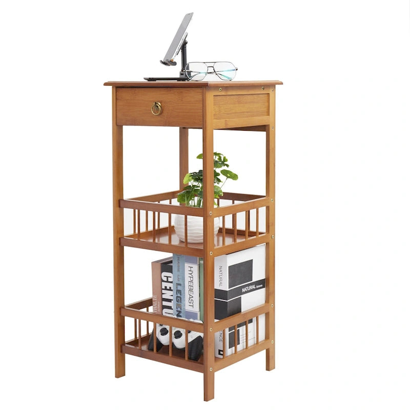 Table d'appoint en bois massif avec rangement