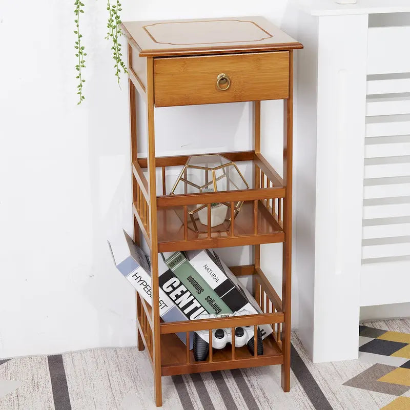 Table d'appoint en bois massif avec rangement