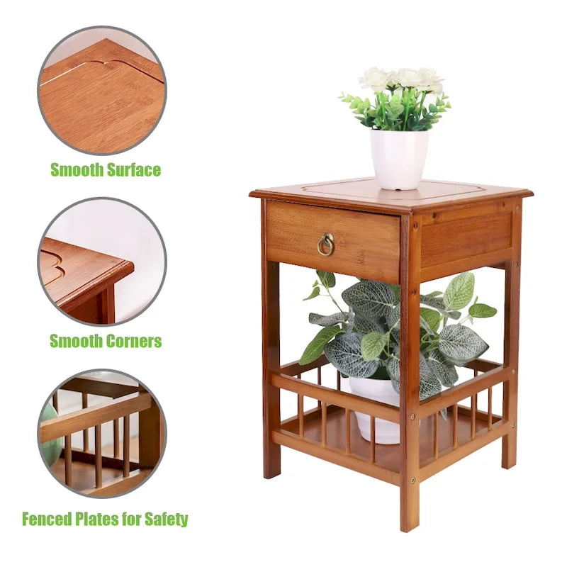 Table d'appoint en bois massif avec rangement