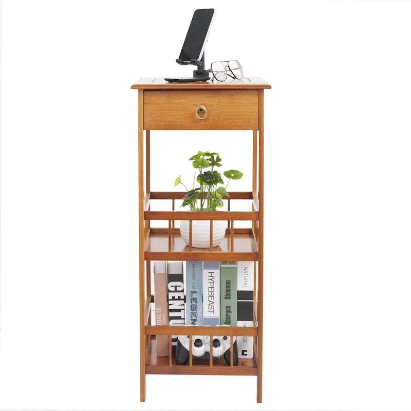 Table d'appoint en bois massif avec rangement