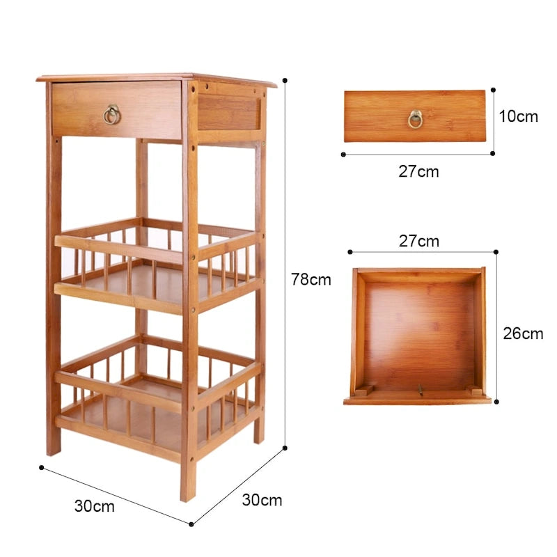 Table d'appoint en bois massif avec rangement