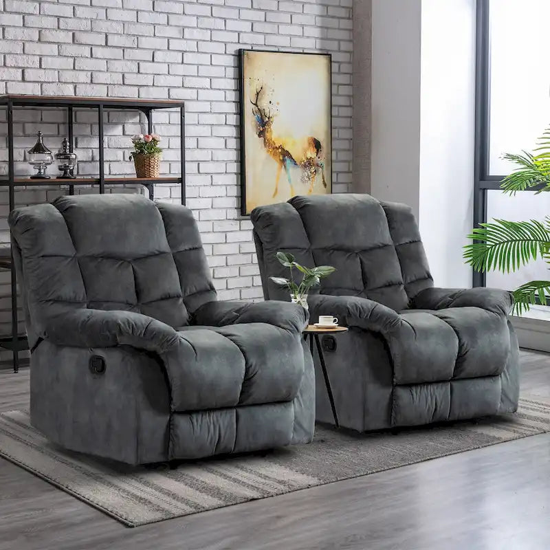 Fauteuil inclinable manuel en tissu et canapé simple