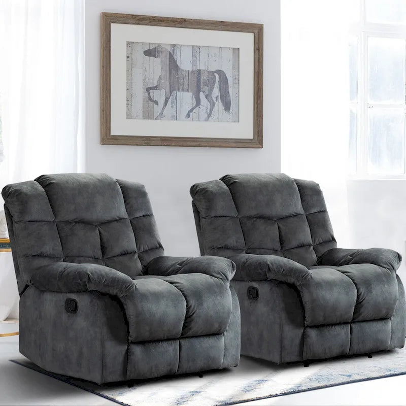 Fauteuil inclinable manuel en tissu et canapé simple