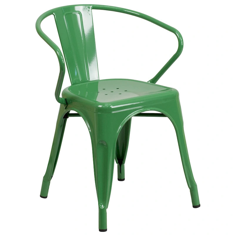 Chaise en métal avec accoudoirs pour l'intérieur et l'extérieur - 21,5 larg. x 19 prof. x 27,75 haut.