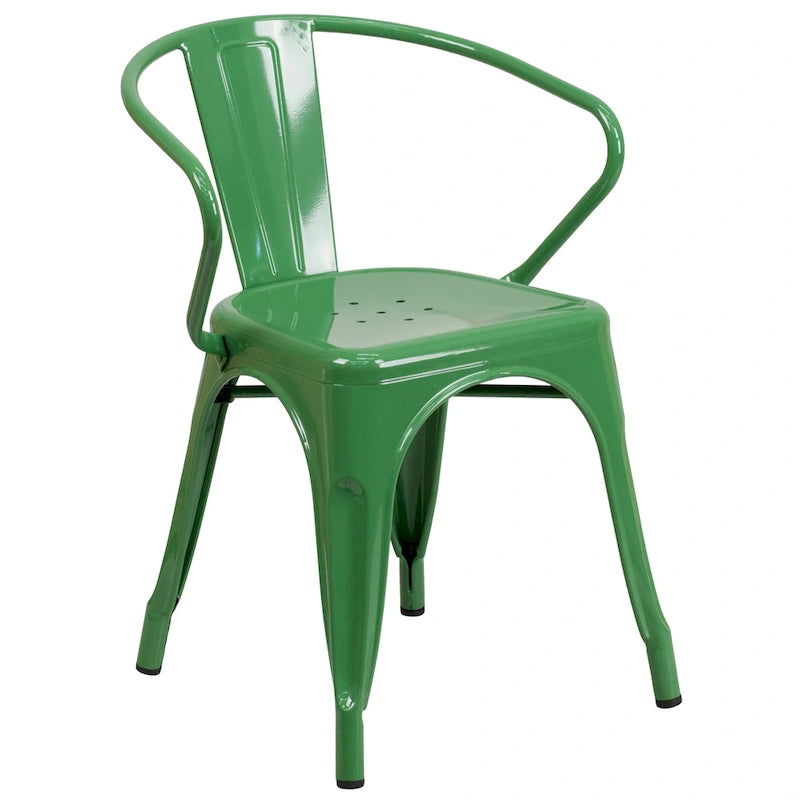 Chaise en métal avec accoudoirs pour l'intérieur et l'extérieur - 21,5 larg. x 19 prof. x 27,75 haut.